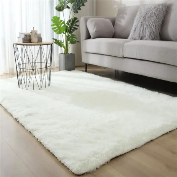 Tapis Salon Shaggy - FREOSEN - 160x230cm - Blanc Beige - Poils Longs